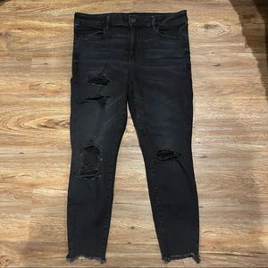 AE *Short* Tight Ripped Black High Waist Jeans